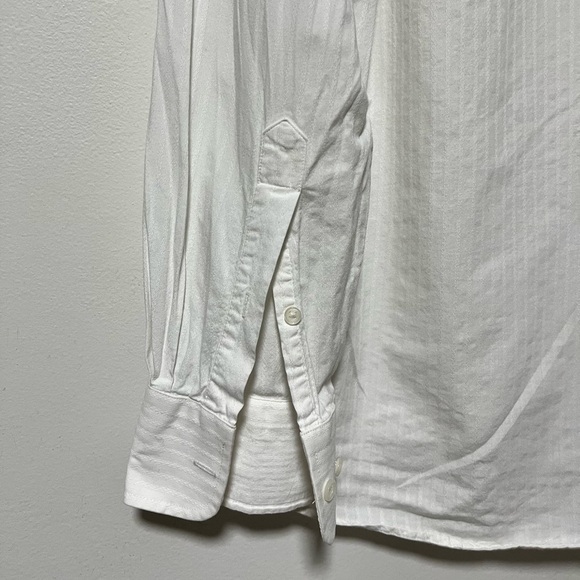 Ted Lapidus Paris White Striped Button-Up Shirt - Size Medium - Picture 4 of 10